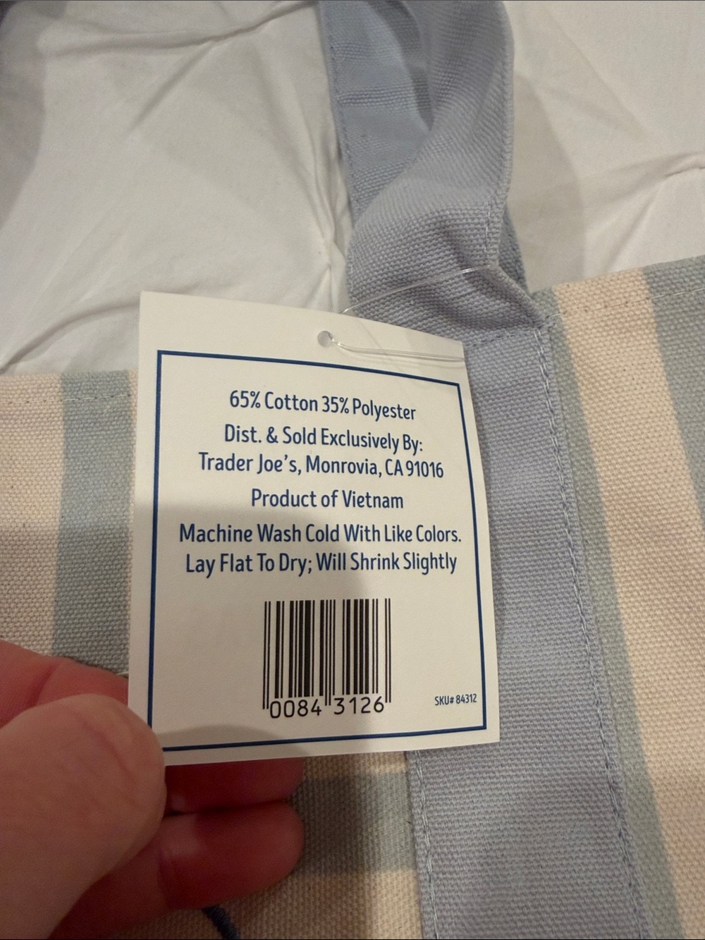 New Trader Joe's Striped Canvas Mini Tote Bag Summer 2026 - Picture 4 of 5